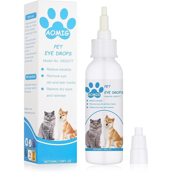 Aomig Pet Tear Stain Remover Balm/Pet Eye Drops,Starter Kit for