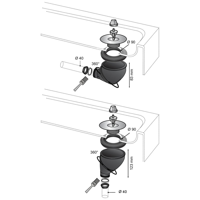 Wirquin James 34230004 Shower Plughole/Can be Fitted into Numerous Positions/Diameter