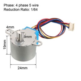 uxcell 2PCS 24BYJ48 DC 5V Reduction Stepper Motor Micro Reducer Motor 4-Phase 5-Wire 1/64 Reduction Ratio