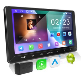 ATOTOEXCEL A5L 10.1 inch Android Double DIN Car Stereo, Wireless CarPlay & Android Auto Head Unit, with OBD2 Scanner, IPS Touchscreen, GPS Tracker, 24-B EQ DSP, WiFi/BT/USB Tethering, 2G+32G, FM/AM