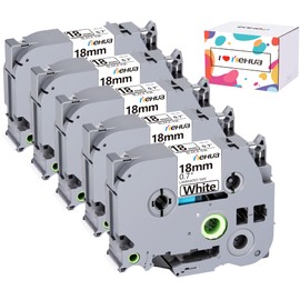 5 x hehua TZe-241 Replacement for Brother P-touch Tapes Tze241 18 mm x 8 m Laminated Label Tape Black on White, Compatible with PT-D450VP D400 E300VP E500VP PT-P900W PT-P950NW PTD600VP P750W