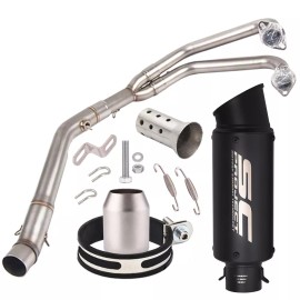 Unbranded For Yamaha YZF R3 2015- 2021 MT-03 Full System Exhaust Header Pipe Black 2"