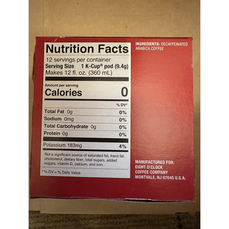 Eight O'Clock Original Decaf Coffee K-Cups, 12 Count Total Bulk