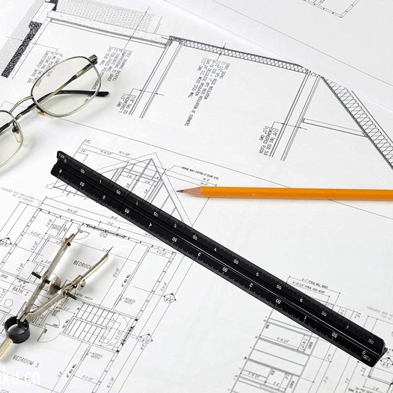 Triangular Scale - 30cm Length Aluminium Ideal for Architects, Engineers,