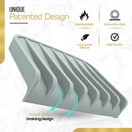 Effilogic Silicone Sponge Holder – Self-Draining Kitchen Sink Organizer, Quick Dry Mat and Counter Protector – Dishwashing Accessories for Sponges, Brushes, and Soap - Medium Grey