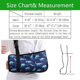 Ledhlth Kids Arm Sling for Boys with Dinosaur Print – Adjustable Fracture Support Sling for Stable Injuries, Post-Surgery & Recovery (Dinosaur, Small)