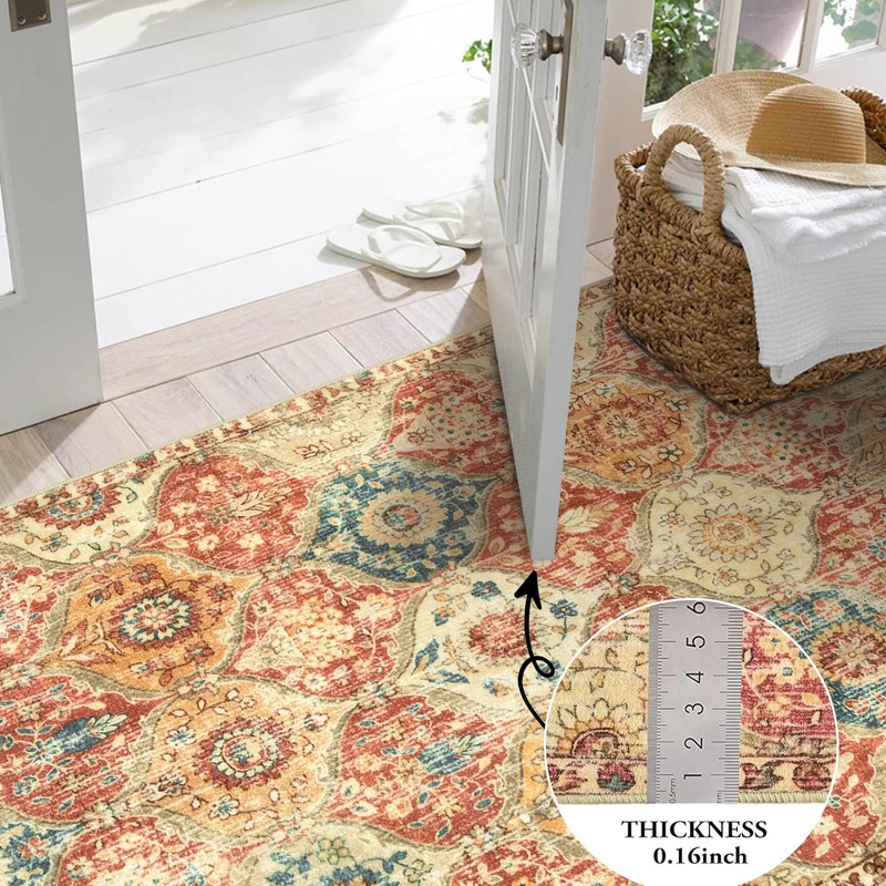 Lahome Moroccan Trellis Round Rugs 5ft, Round Rugs Soft Non-Slip