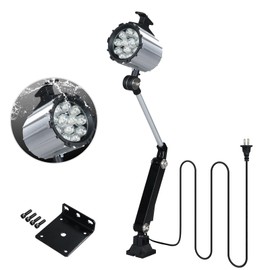 Xapolu LED Machine Work Light with 22In Alloy Arm, 12W 6500K 110-220V, IP67 LED Work Light with US Plug for Lathe, Sewing, CNC, Drilling Machine