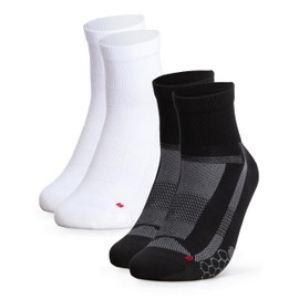 Occulto Men's & Women's Short Road Cycling Socks Pack of 2 (Model: Thomas) Quarter Cycling Socks, black white