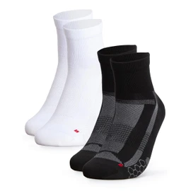 Occulto Men's & Women's Short Road Cycling Socks Pack of 2 (Model: Thomas) Quarter Cycling Socks, black white