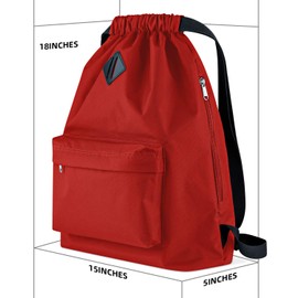 Vorspack - Mochila con cordón resistente al agua, bolsa de cuerda para deportes, gimnasio, con bolsillo lateral, para hombres y mujeres, color rojo