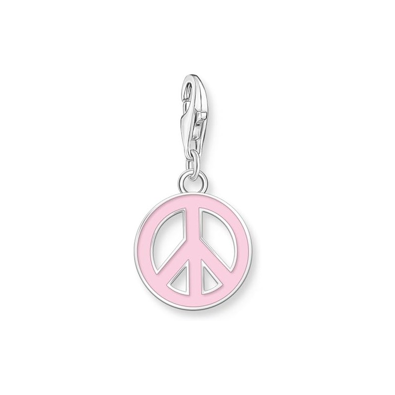 THOMAS SABO 925 Sterling Silver Pink Enamel Peace Sign Charm,