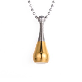 Rockyu Necklace Men's Memorial Urn Necklace Stainless Steel Water Drop Shape Perfume Holder Pendant Gold Silver Black Keepsake Jewelry for Ashes Christmas Sympathy Gift