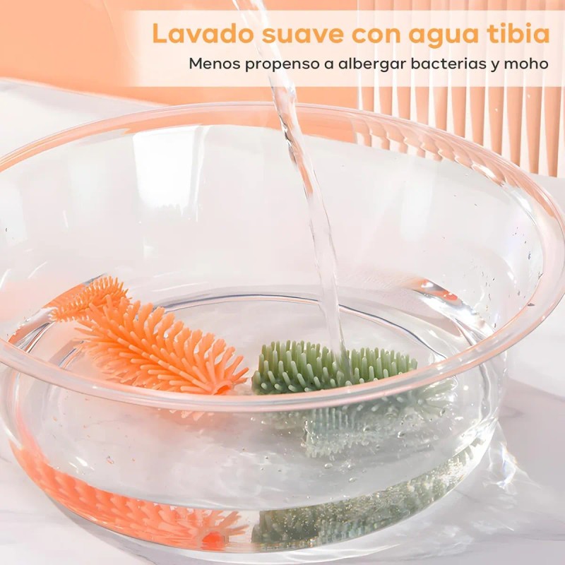Cepillos Limpieza Lava Botellas Termos Biberones Cilindros Rosa