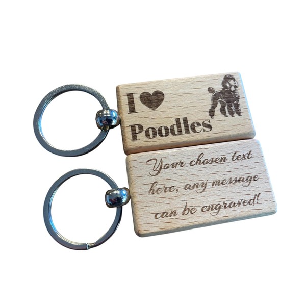 Ashton and Finch Poodle Keyring Personalised Gift – Wooden Custom