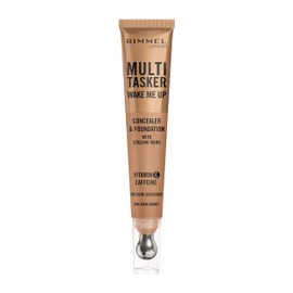 Multi-Tasker Wake Me Up Foundation & Concealer 065 Rose Honey, Depuffs & Brightens Dark Circles, Metallic Cooling Applicator, Caffeine & Victamin C, 2% Niacinamide, Vegan, Cruelty free