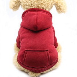 Pocket Sweater hat Casual Sports Hoodie Autumn Winter Small Medium Dog/cat Clothes (Red, X-Small)