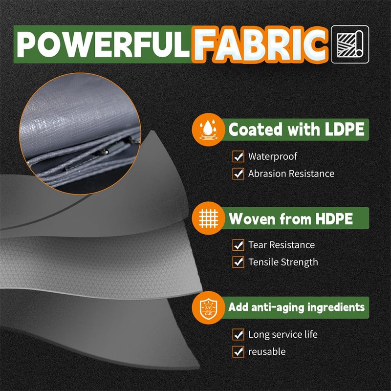 RAINDEWAY Tarps Heavy Duty Waterproof 8x12 Feet -14 Mils Super
