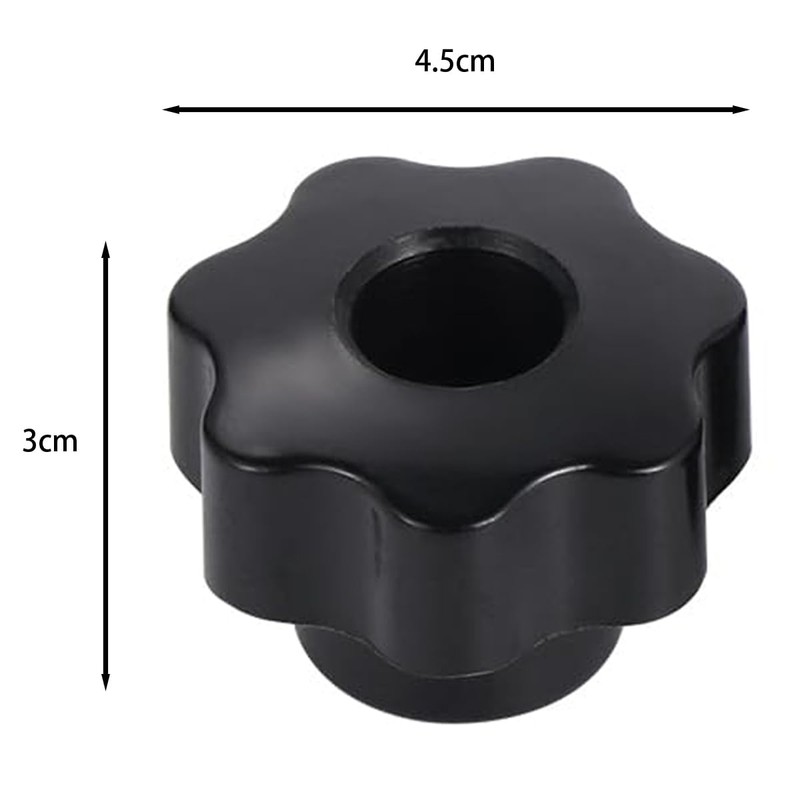 Laroal 10 PCS Star Knob M12 Black Plastic Through Hole
