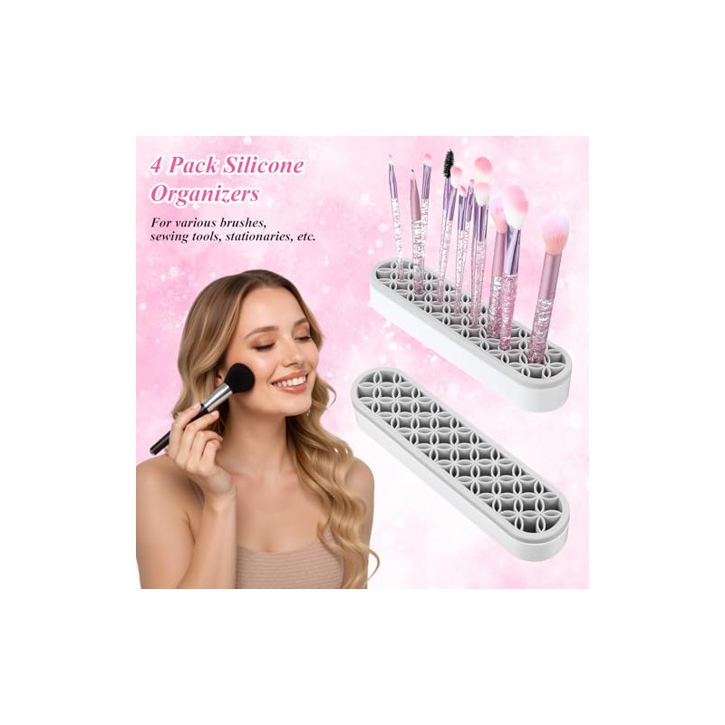 Silicone Makeup Brush Holder Stand for Vanity Storage, Multipurpose Cosmetic