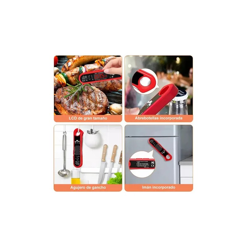 Huryfox Termómetro Digital De Sonda Doble Para Carnes, Horno