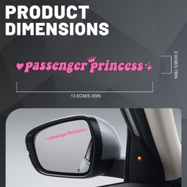 RGOAANC Passenger Princess Rearview Mirror Decal, Car Mirror Stickers, Pink Rear View Mirror Vinyl Stickers, Water Bottle Stickers Positive Car Stickers Universal for Rearview Mirrors and Windows