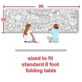 Young N Refined Birthday Party Coloring Page Table Cloth Activity Paper Liner (96x30)