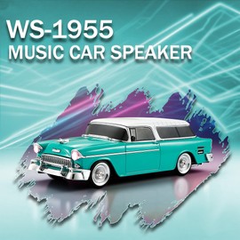 WS-1955 Retro Sedan Bluetooth Replica Speaker – Portable Wireless Car Model with HD Sound, TWS, FM, LED Party Light, USB/TF, Type-C, Hands-Free Mic for Car Enthusiasts & Home Audio(Green)