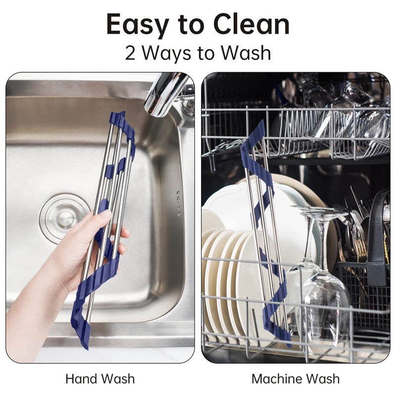 Tomorotec Triangular Roll Up Dish Drainer for Sink Corner Small