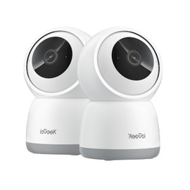 2PCS 5MP Indoor Home Security Camera with 2.4/5GHz, WiFi Smart Pet Camera with App, Plug-In Baby Monitor, Night Vision, 360°PTZ, Automatic Tracking, Two-way Talk, Memory/Cloud Storage, Work with Alexa