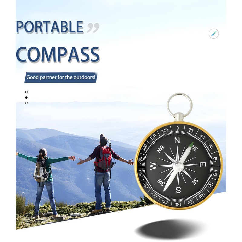 Compass Navigation with Keychain, Portable Hiking Compass Adjustable Declination Orienteering