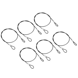 PATIKIL 2Ft Safety Cable Lock, 6 Pack Stainless Steel 2mm Dia Security Wire Rope with Double Loop for Stage Lighting Luggage Lock Black
