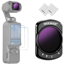 NEEWER Variable ND Filter Compatible with DJI Osmo Pocket 3 Creator Combo Accessories, Magnetic ND64-512 6-9 Stops Adjustable Neutral Density Filter with 2X Screen Protector & 2X Cleaning Cloth