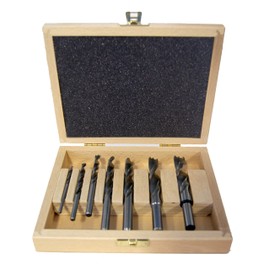 Fisch Brad Point Drill Bit Set, 7-Piece High Speed Steel Double Flute Wood Drill Bits, Sizes from 1/8" to 1/2", FSF-320814