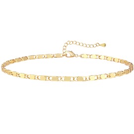 Poxtex Extra Large Anklets for Women Large Ankle, 14K Real Gold Dainty Anklets for Women Waterproof, 10"+2" Adjustable Large Ankle Bracelets for Women Plus Size, Mirror Chain Ankle Bracelets for Women Trendy