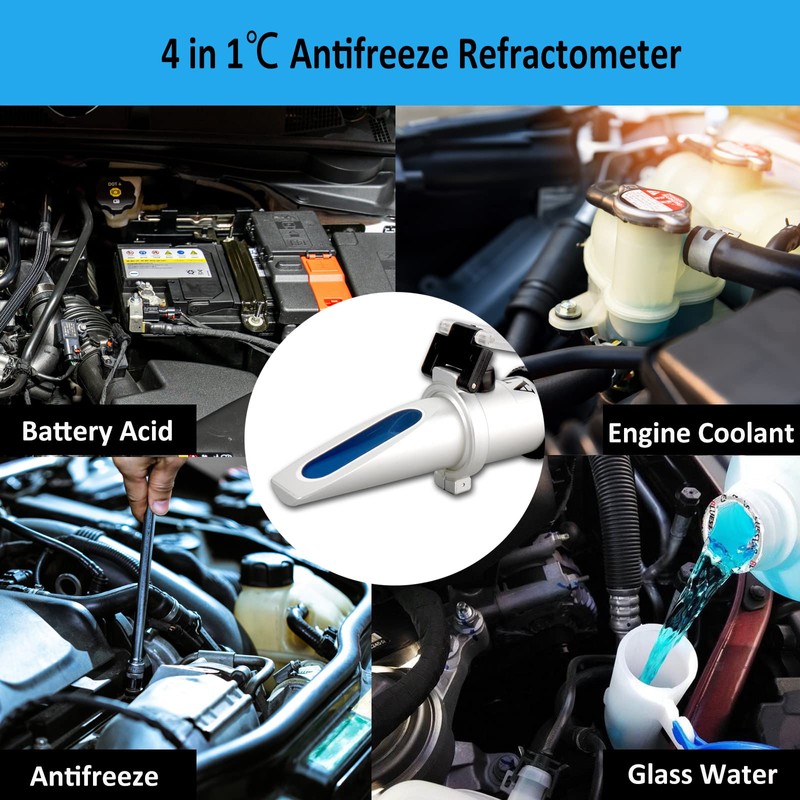 Antifreeze Refractometer 4-in-1 Coolant Refractometer Antifreeze Tester for Automobile Antifreeze