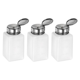 HARFINGTON 3pcs Solvent Alcohol Dispensers 180ml(6oz) Push Down Liquid Dispenser Pump with Sealing Stainless Steel Lid for Acetone Cleanser Polish Remover, White