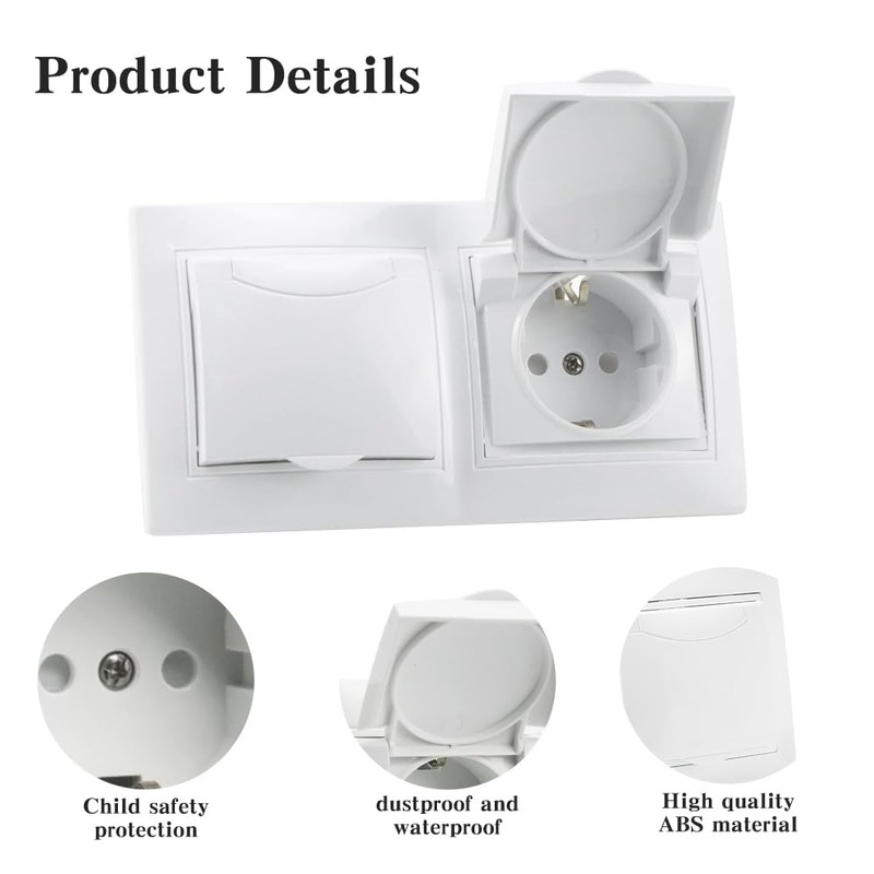 BouGPeng Flush-Mounted Socket with Hinged Lid Including Frame 16 A
