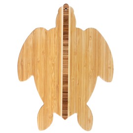 Totally Bamboo Sea Turtle Shaped Cutting Board and Charcuterie Serving Tray, Great for Wall Display