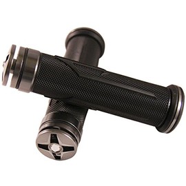 MotorToGo Titanium Gray CNC Aluminum 7/8" 22mm Handlebar Grips with Bling Diamond End Caps for 2015 Honda Grom 125