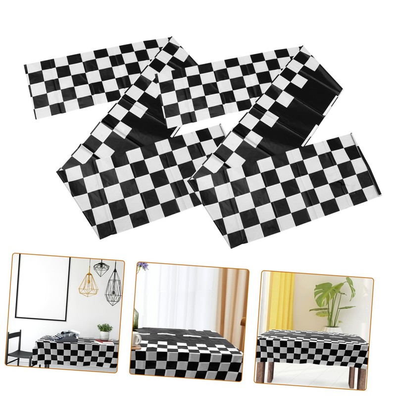 KOMBIUDA Simple Decorative Tablecloths 2pcs Large Rectangle Checkered Party Tablecloths