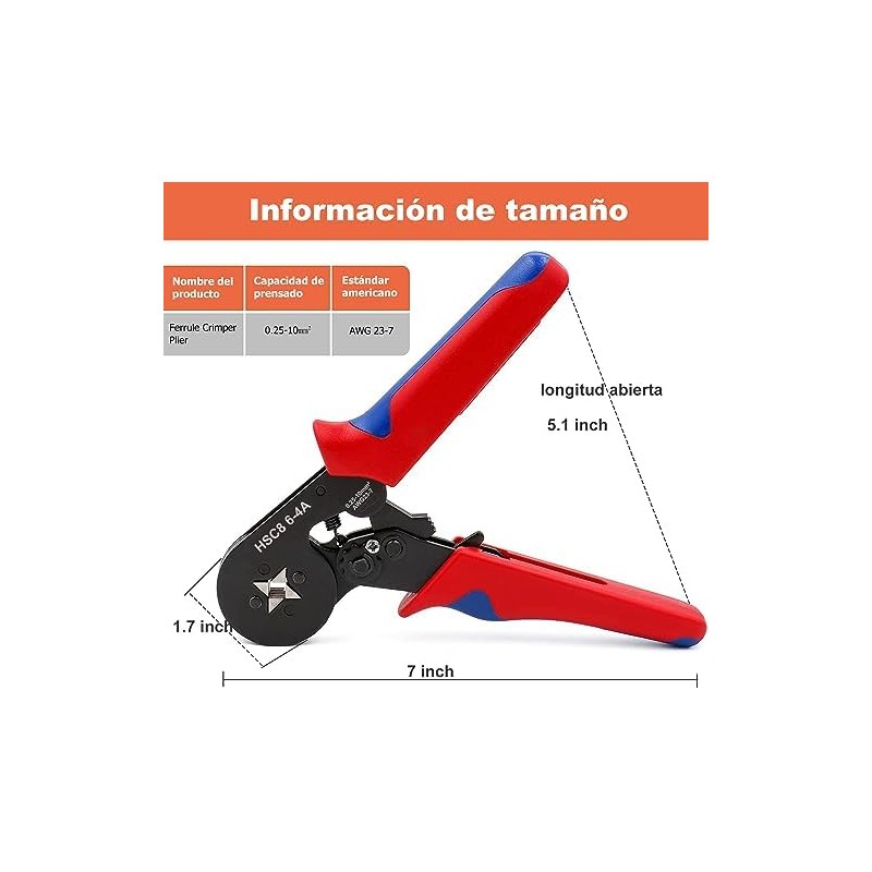 Herramientas de Crimpado de Casquillo (Awg23-7), Crimpadora de Terminales
