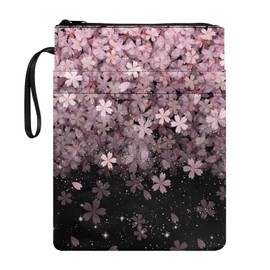 Poceacles Polyester Book Cover, Portable, Fits Most Hardcover Textbooks, Paperback, Zipper, Book Cover, Cherry blossom, Elegant