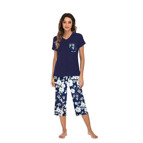 Famulily Three Quarter Ladies Pyjamas Short Sleeve Top+Lounge pants Womens