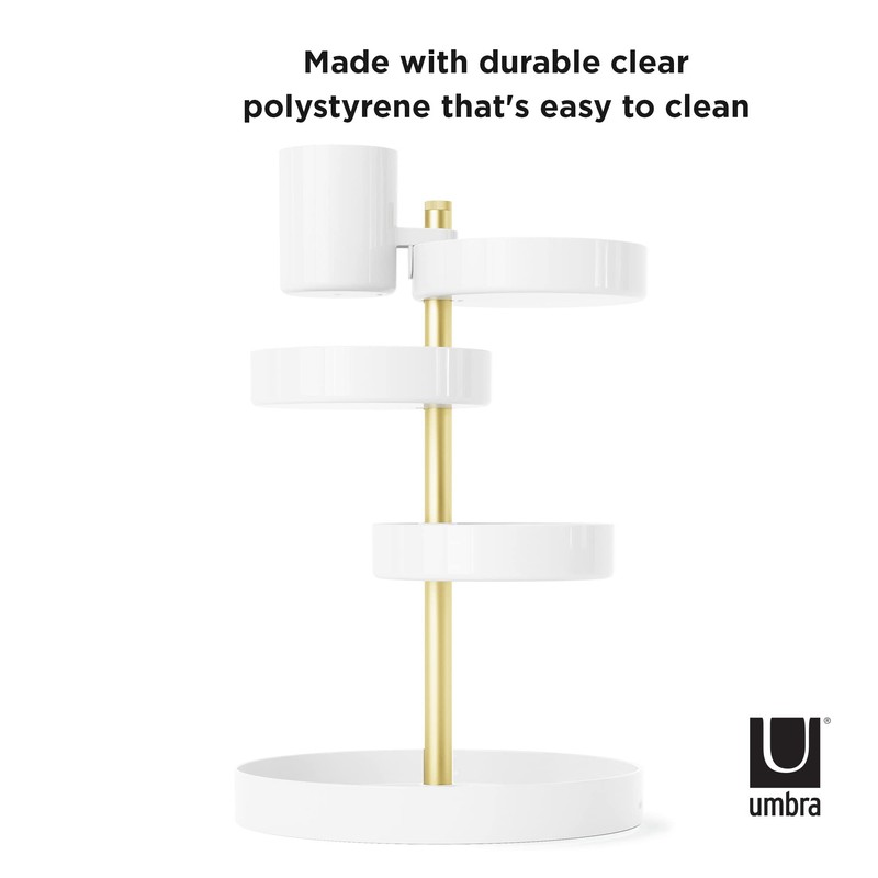 Umbra Pirouette Cosmetic Organizer, White/Brass