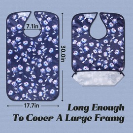 Adult Bibs - 3 Pcs Washable Clothing Protector with Crumb Catcher, Reusable Waterproof Large Feeding Adult Bib for Eating