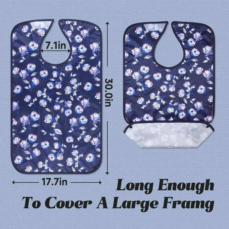 Adult Bibs - 3 Pcs Washable Clothing Protector with Crumb