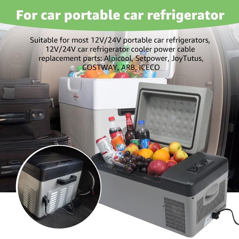 DC Car Refrigerator Power Cord Compatible with Alpicool, Bodega, Euhomy,