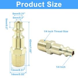 Bonsicoky 10 Pcs 1/4-Inch NPT Male Air Hose Quick Connect Adapter - Air Compressor Fittings - Industrial Type D