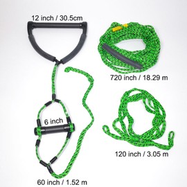 75ft Wakeboard Rope,Water ski Rope,12in Handle and 6in Small Handle with EVA Foam,3 Sections,Tow Rope with Floating Foam (G/B, 12in Handle)